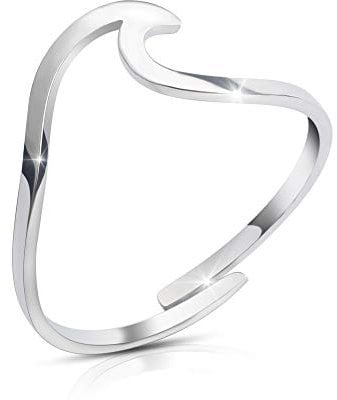 GD GOOD.designs Ring für Damen Silber - Wasserfest - Verstellbarer Wellen Fingerring aus Edelstahl I Wellenring inkl. Geschenkbox