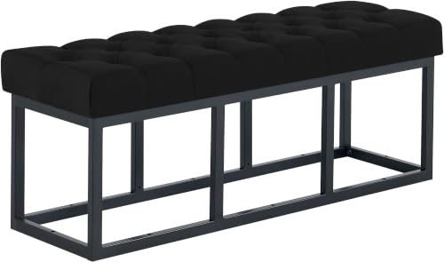 CLP Sitzbank Flur Stoff Amun, Polsterbank Metall schwarz pulverbeschichtet belastbar, für Schlafzimmer Garderobe und Ankleidezimmer | Farbe schwarz Größe 120 cm