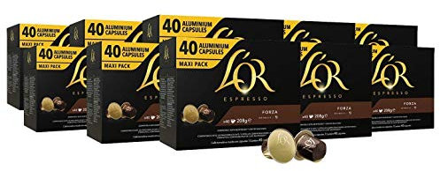 L'OR Café Espresso Forza Intensité 9 - Capsules de café en aluminium compatibles avec Nespresso® * - 10 paquets de 40 capsules (400 boissons)