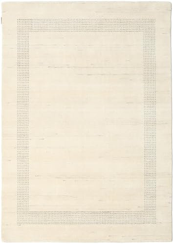 RugVista Handloom Gabba, Teppich, Shaggy/Handloom, 160 x 230 cm, Rechteckig, Niedriger Stapel, Wohnzimmer, Esszimmer, Schlafzimmer, Nur chemische Reinigung, Care & Fair Zertifiziert, Natural