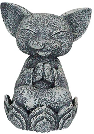 Ebros Feng Shui Zen Meditierende japanische Jizo-Katze Mönch auf Lotus-Thron Mini-Statue 10,2 cm hoch Bodhisattva Buddha Talisman des Schutzes für Kinder und Babys