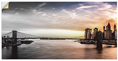 ARTland Wanddeko Wandtattoo selbstklebende Vinylfolie New York Skyline USA Amerika Stadt Brooklyn Bridge Panorama S6FB