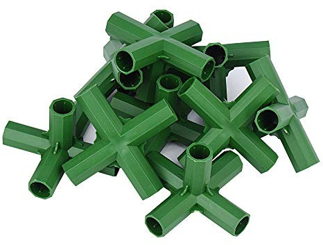 10 Stück Gewächshausrahmen Steckverbinder Pflanzpfähle Zaunrohrverbinder Gewächshaus Gebäude Rasenstützen (16mm, Rechter Winkel 5 Wege)