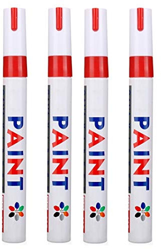 Reifen Stift Reifenmarker Auto Motorrad Fahrradreifen Reifenstift Marker Beschriftung wasserfest sarachen (ROT, 4x Stück)