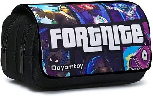 Doyomtoy Spielthema Doppelreißverschluss Segeltuch Federmäppchen,Große Kapazität Briefpapier Pouch Stifte Etui Mäppchen Mädchen Teenager für Schul und Bürobedar (schwarz)