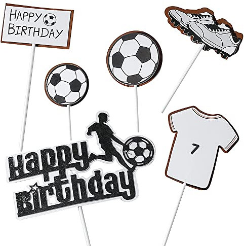 Fußball Cupcake Toppers,Sport Kuchen Dekoration Fußball Kuchen Topper Fußball Geburtstagstorte Topper Geburtstag Fußball Tortendeko für Sport Fußball Party Festival Geburtstag