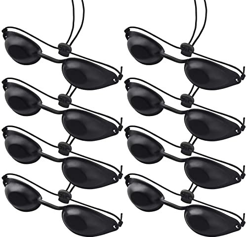 Guador 8 piezas de gafas de seguridad para solárium, gafas ultravioleta, gafas de seguridad para los ojos gafas de seguridad de solárium infrarrojas fiables fototerapia gafas de sol de belleza (Negro)