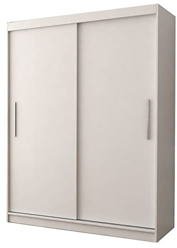 Fabryka Mebli Idźczak Kleiderschrank, Wohnzimmerschrank - Weißer Schwebetürenschrank, Schlafzimmerschrank - 61 x 150 x 200 cm - Schrank für Schlafzimmer, Wohnzimmer, Garderobe, modern