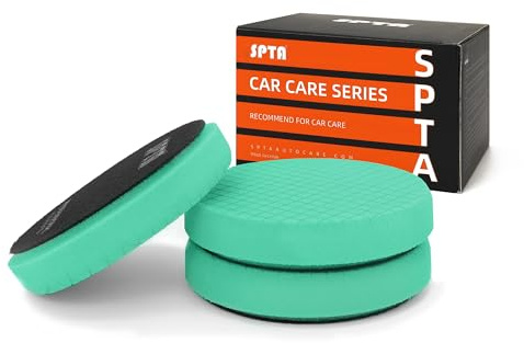 SPTA 3tlg Grün T120 Polierschwamm mit starker Körnung, 150mm Polierschwämme Wachs Schwämme Auto Polierpad Polieren Pad, Polierschaum Set für Exzenter Poliermaschine Schleifmaschine Profiset -FPTSS6G-3