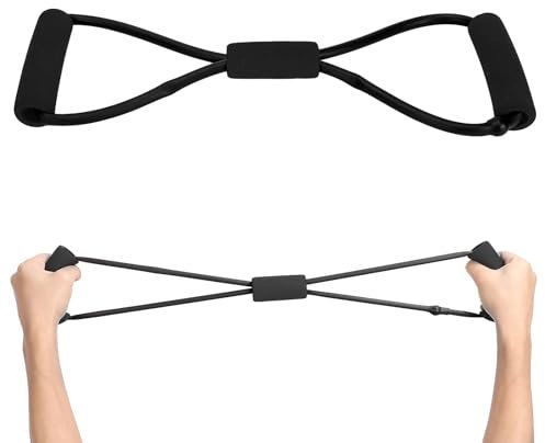 Agatige Widerstandsband mit Griffen, 8-Form-Arm-Schulter-Stretching-Band, Brust-Expander, elastisches Zugseil für Frauen, Heimfitness, Workout, Yoga, Pilates(Schwarz)