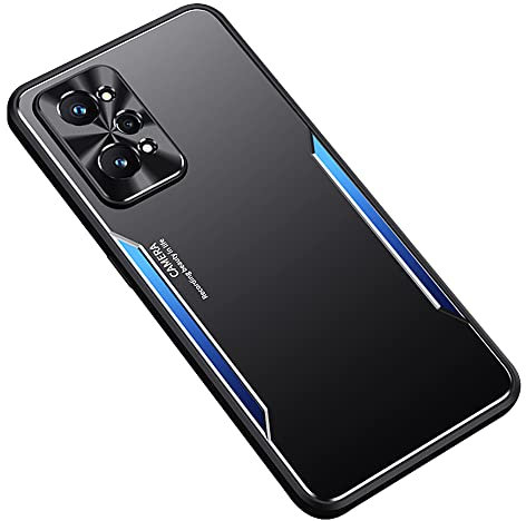 ESTH® Funda para Realme GT Neo 3T/GT Neo2, Armadura híbrida de Aluminio Metal a Prueba de Golpes Marco de Parachoques Carcasa de Silicona Suave, Azul
