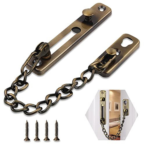Punch Free Door Anti-Theft Chain Lock, Bedroom Home Apartment Hotel Security Door and Window Sliding Safety Chain Lock Stainless Steel (Cyan)