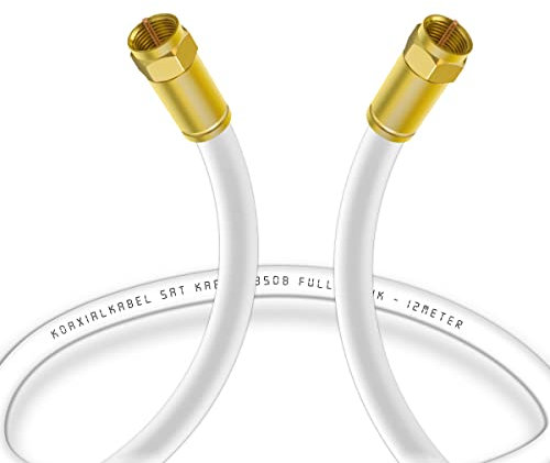 Sterndiscount 3m SAT TV Koaxial Kabel 135dB Ultra HD 4K Satellitenkabel 5-Fach Schirmung DVB-S2 DAB vergoldete F-Anschlussstecker für Sat-Anlage, Kabelmodem mit F-Stecker 75Ohm Weiß