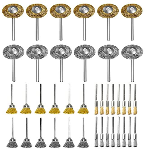40pcs Wire Wheel Kit, Grinding Brush Set for Drill, 3mm Shank Electric Steel Wire Wheel Cup Pin Brush Set, Rotary Tool for Polishing Grinding Cleaning Jobs