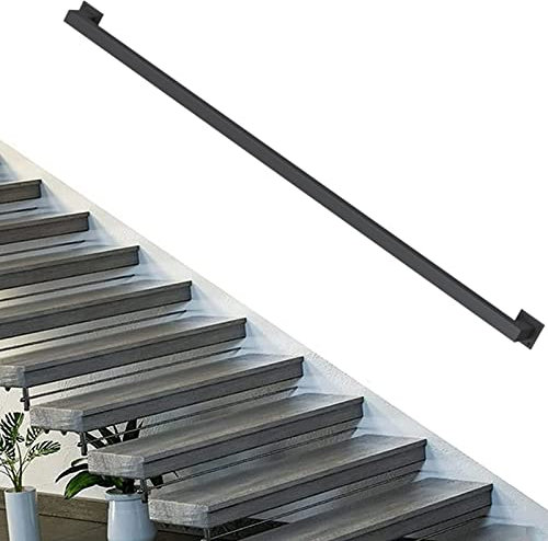 Handläufe für Treppen Außenveranda Treppenhaus Handlauf Greifleiste Für Ältere Eltern, Schwarz Modern Geländer An Der Wand, Rutschfest Iron Square Banister ( Color : Black , Size : 160cm/5.2ft Long )