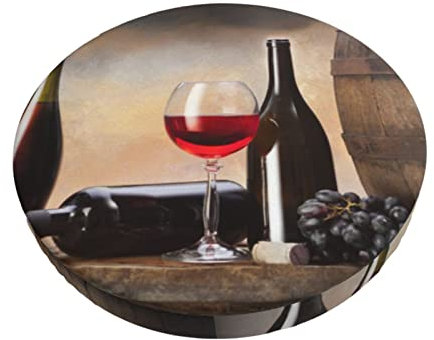 ASEELO Runder Barstuhlbezug für Barstuhl, Weinrot, bedruckt, elastische Unterseite, rund, abnehmbar, waschbar, Stuhlschutz, Schonbezüge für Weihnachtsdekoration, Heimdekoration, Sitzbezug, 30,5 cm