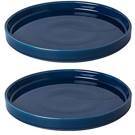 Fzfeiyy Keramik-Pflanzen-Untersetzer, 2er-Set, Pflanzen-Untersetzer für den Innenbereich, 17,8 cm, Tropfschalen, Blumentopf-Untersetzer (blau)