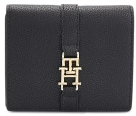 Tommy Hilfiger Damen Geldbörse TH Plush Schwarz Polyurethan 11cm x 2cm x 9cm 6 Kartenfächer Druckknopf