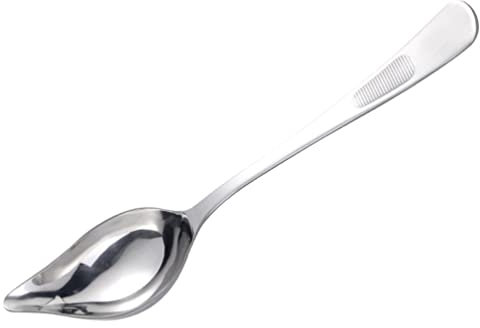 Kichvoe Spoons Steel Spoon Steel Saucier Drizzle Spoon Gravy Ladle with Tapered Spout Sauce Soup Spoon Culinary Drawing Decorating Kitchen Utensil Gray Kunz Stainless