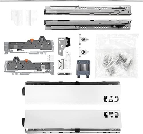 BLUM Schubladenschienen TANDEM SET; Zargenhöhe 83mm, mit TIP-ON BLUMOTION Einheit, 20kg, NL300mm, Seidenweiß, bis max. KB1400mm