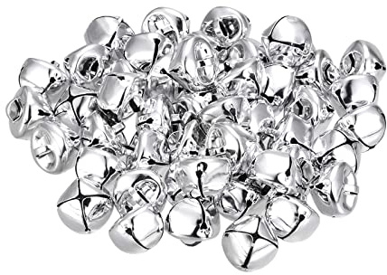 sourcing map Glöckchen zum Basteln Silberfarben 15mm Metall 24 Stück | kleine Glocken mit Ösen, Weihnachtsdeko, Jingle Bells, Christbaumschmuck, Sorgenwürmchen Zubehör, DIY Schmuckherstellung