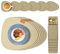 Tischsets Abwaschbar Platzsets aus Filz 18er Set, shinfly Tischsets Abwischbar Rund, Hitzebeständig rutschfest Platzdeckchen mit Untersetzer, BestecksäCken für Küche, Speisetisch 【Hellgelb】