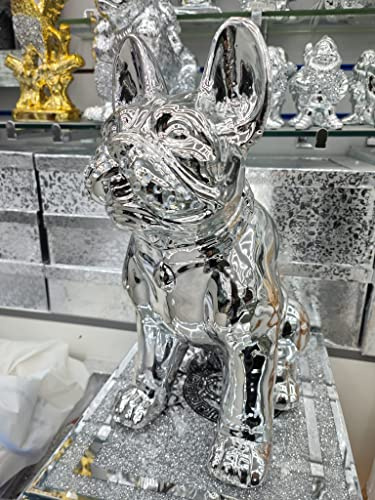 Biznest American Bully Sculpture Gold & Silver Bull Dog Ceramic Shelf Sitter Ornaments Home Décor (Silver Style 1)