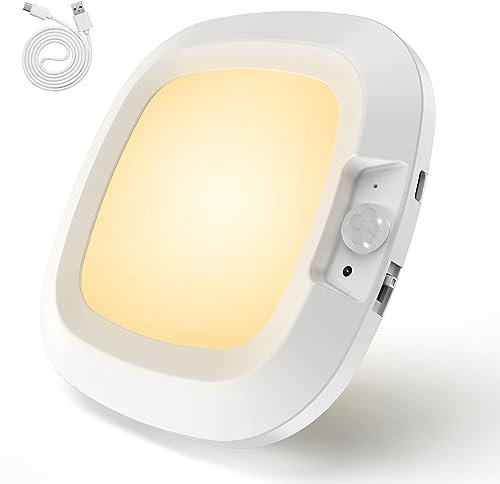 APCENS Motion Sensor Ceiling Lights, No-Wiring LED Battery Operated Wall Light Indoor, Ideal for Closet Loft Porch Stairway Shed Hallway Laundry Basement (Warm Light Rechargeable, 1 Pack)