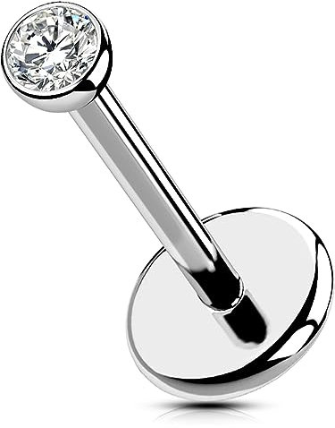 OUFER Body Piercing Push in Titanium Lippenpiercing Labret Piercing Stud 20G Helix Piercing 5/6/8/10/12mm Lip Labret Stud Tragus Threadless Helix Stud Bar Piercing Jewellery