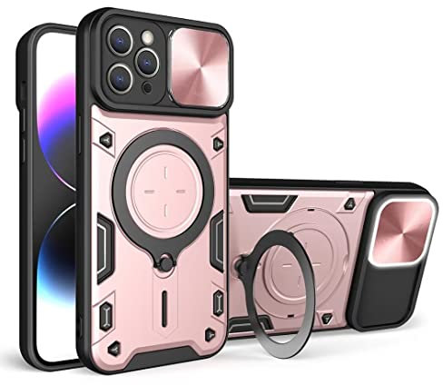 COMAKU Funda para Realme 11 Pro+ (Plus)/Realme 11 Pro 5G, Militar TPU+PC Bumper Antigolpes Carcasa Rugged Caso, con Tapa Deslizante y Anillo Soporte - Oro Rosa