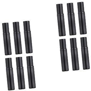 Housoutil 2 Sets 10 Ml Schwarze Glas-rollerflaschen Mit Parfüm-reise-nachfüllpackung Aus Edelstahl 6 Stück * 2