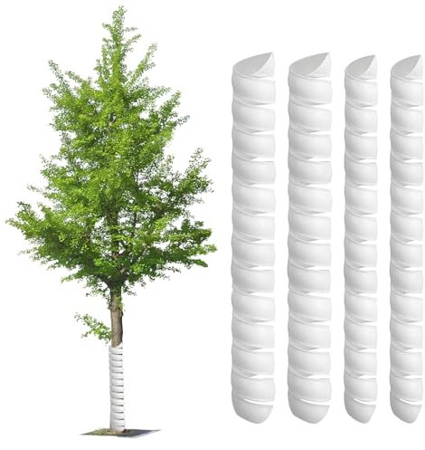 Fatiya Lot de 4 protecteurs de Tronc d'arbre en Spirale, 2 Tailles, Protection d'arbre en Plastique Blanc, Tube d'enveloppe d'écorce d'arbre pour protéger Les semis de Plantes des Cerfs, Lapins, Chat