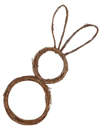 ORFOFE Rattan-Kaninchen-Girlande, Osterhasen-Girlande, Wandbehang, Türkranz, Dekoration, bezaubernde Osterhasen-Dekoration, dekorative Holzzweig-Kränze, natürliche Kaninchen-Hängedekoration,