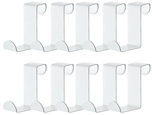 ZEACCT 10er-Set Premium-Türhaken aus Edelstahl, Weiße Kleiderhaken ohne Bohren, Stabile Garderosenhaken für Schranktüren, Praktische Aufhänger für Jacken & Taschen, Modernes Design