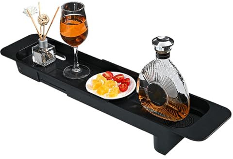 Badewannen-Caddy Tablett für Badewanne, einziehbarer Badewannentablett, Tisch, solider Badezimmer-Caddy, wasserdichter Badewannen-Organizer, Wein- und Buchhalter, Badewannentablett, Tablet-Halter,