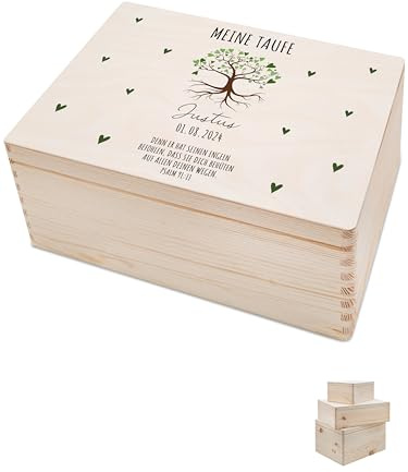 Bärenfreunde Erinnerungsbox, Taufe, Baby, Taufbox, Erinnerungskiste Holz | Personalisiert, für Junge oder Mädchen, Erinnerungsboxen, Babybox, Erinnerung, Babys, Memory, Personalisierte Box