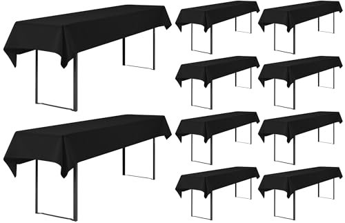 Showgeous 10 Stück Biertisch Tischdecke universal für 50cm u.70cm Biertische Hussen für Biertisch Biertischhussen Biertisch-Husse Bierzeltgarnitur Rechteckige Tischdecken Waschbar 100x250cm(Schwarz)