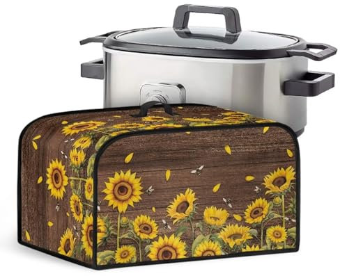 Uorisanigo Cocotte en bois de tournesol pour mijoteuse de 6, 7, 8 litres, petit appareil de cuisine décoratif pour casserole, housse de protection ovale, s'adapte à la plupart des appareils de