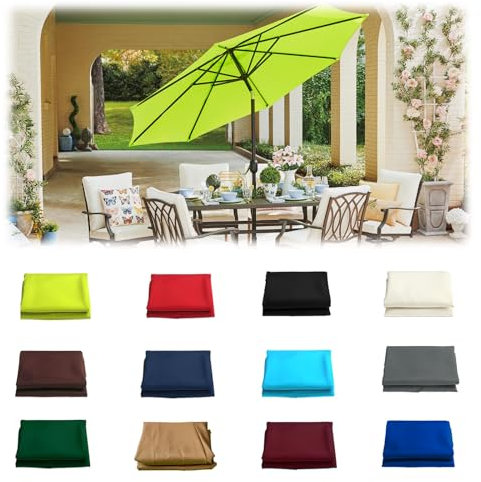 MObyat 2.0m/2.7m/3.0m Toile De Rechange pour Parasol, Housse De Rechange pour Parasols De Jardin 6 Baleines/8 Baleines, Anti-UV Extérieur Parasols Auvent De Rechange