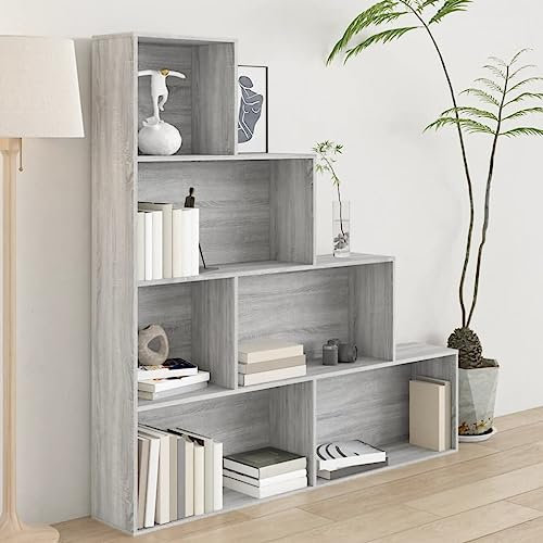 DYRJDJWIDHW libreria con cassetti,libreria a scala,Libreria Grigio Sonoma 155x24x160 cmAdatto a soggiorno, ufficio, cucina