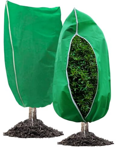 HASA zone Lote de 2 Cubre Plantas Invierno 80 g/m, Planta Exterior Cubre 120 x 100 cm, Funda de Invierno para Plantas, Vela de Invierno con Cordón Ajustable
