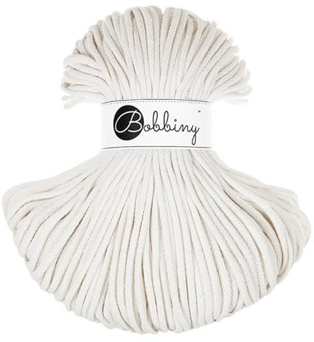 Bobbiny Makramee-Schnur, geflochten, 5 mm, gebrochenes Weiß, 100 m