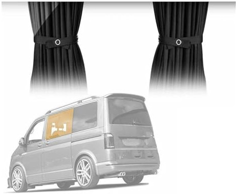 Vitres Latérales Pare Soleil Noir/gris 50*47 Cm Rail Plastique Extensible Latérale Voiture Pare-soleil Rideau Fenêtre Automatique Avec Cordon Élastique Pour VW T5 T6 2003 - 2015 Protege Soleil(Le noir