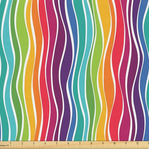 ABAKUHAUS Regenbogen Stoff als Meterware, Strudel Vertical Waves Kunst, Qualität aus Gewebten Stoff Wohnaccessoires, 5M (148x500cm), Mehrfarbig