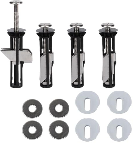 4-Pack Toilet Seat Fittings ，Stainless Steel Screws & Fixings for Top Lid Hinges ，Universal Toilet Seat Bolts with Gaskets for Easy Installation， Fixings for Top Lid Hinges