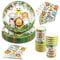 Hmfmdy Juego de vajilla de fiesta de animales de la selva, 40 unidades, decoración de fiesta de safari, juego de vajilla de cumpleaños, con platos de papel, vasos, servilletas, cumpleaños infantiles,