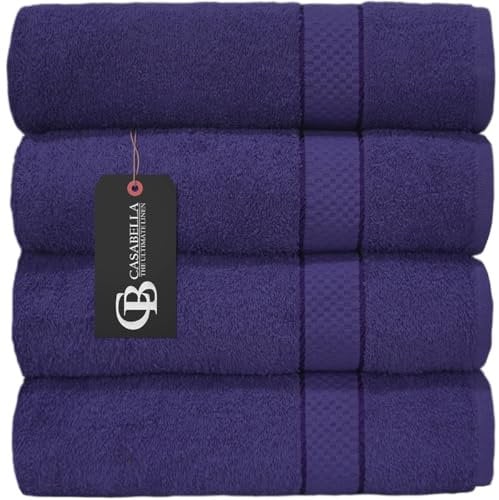 Casabella Luxury Pack Of 4 Bath Sheet 100% Egyptian Cotton Super Soft towel_Purple