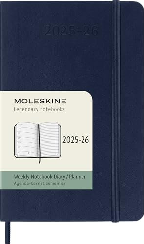 Moleskine Weekly Planner 2025-2026, Agenda Settimanale 18 Mesi Con Spazio per Note, Copertina Morbida e Chiusura Elastica, Formato Pocket 9 x 14 cm, Colore Blu Zaffiro