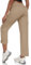 JINSHI Hosen Damen Sommer Cargohose Aufrollen Cabrio 3/4 Hose Caprihose Freizeithose Schnelltrocken Jogginghose Wanderhose Outdoorhose mit Taschen Khaki Größe US S/EU M