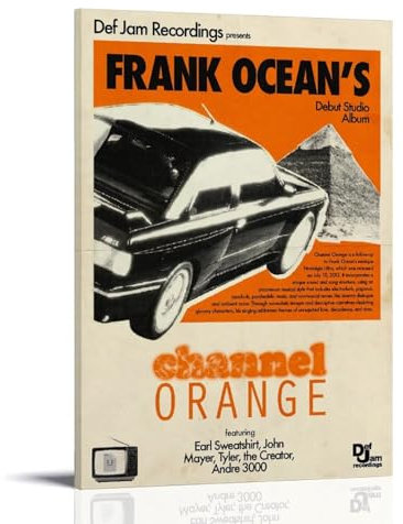 Poster, Motiv: Frank Ocean Channel, Orange, Poster, Album, Sänger, Leinwand, Poster, Musikposter, Wandkunst, Dekoration, Gemälde, Schlafzimmer, Gemälde, Wohnzimmer, Poster, 30 x 45 cm, Rahmenstil